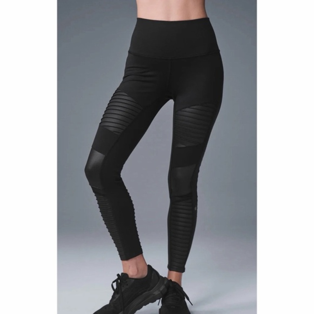Alo High-Waist Moto Legging Black Size Small 7/8 Length